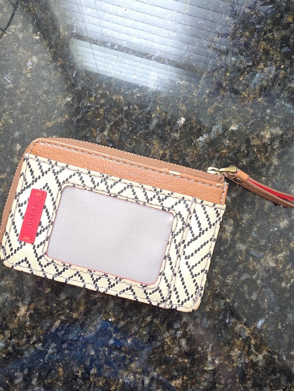 Fossil Multicolor Woven Pattern Wristlet Card Holder with Brown Trim
